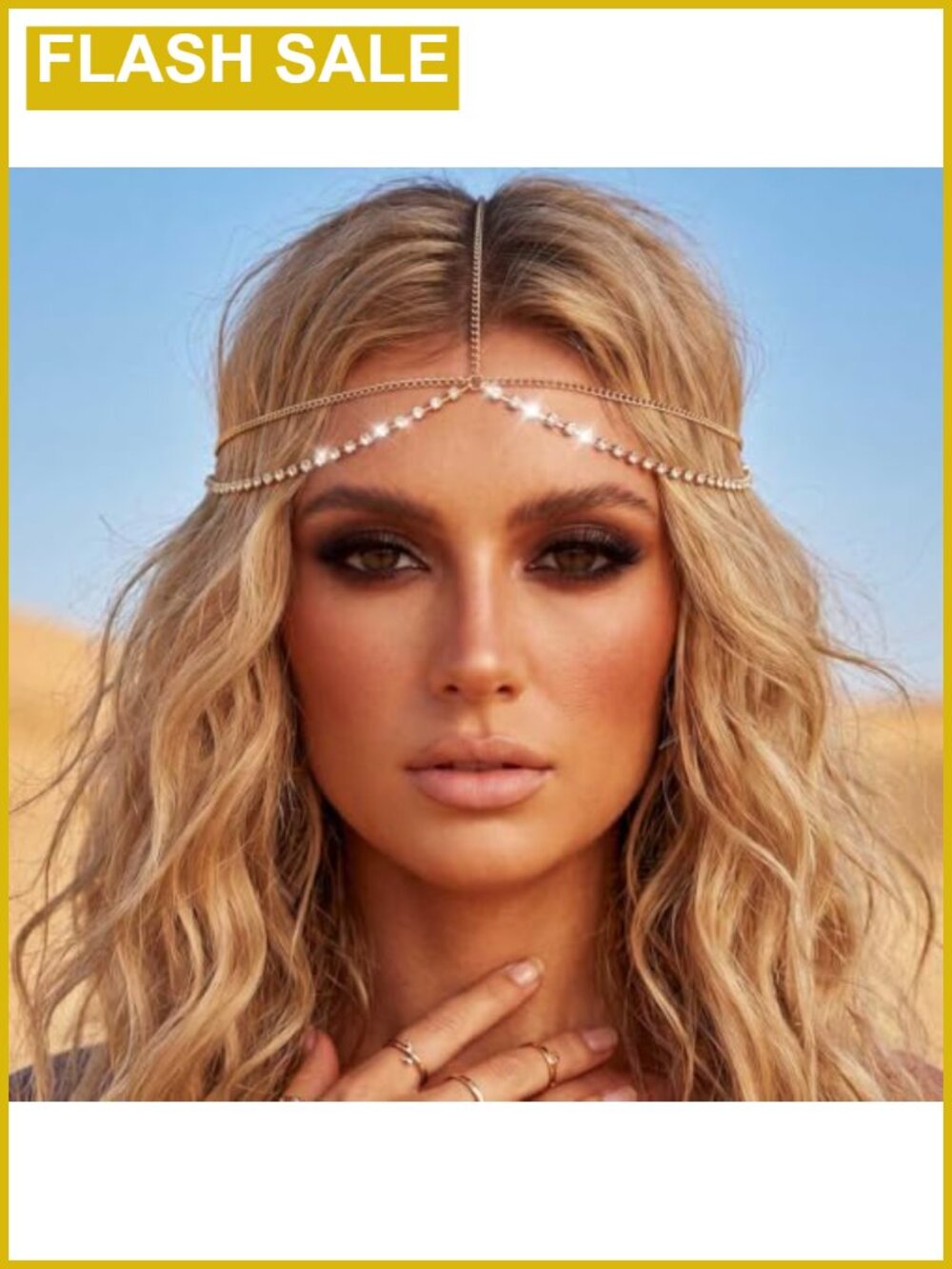 Boho Head Chain Rhinestone Alloy Headpiece Jewelry for Women Wedding
